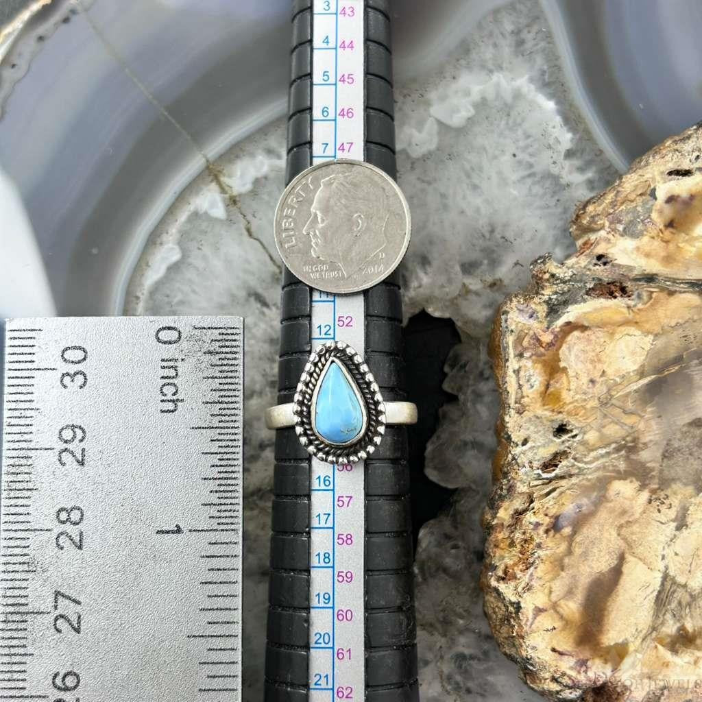 Sterling Silver Southwestern Style Teardrop Golden Hill Turquoise Adjustable Ring #16