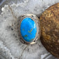 Native American Sterling Silver Oval Blue Ridge Turquoise Shield Ring Size 11 For Men