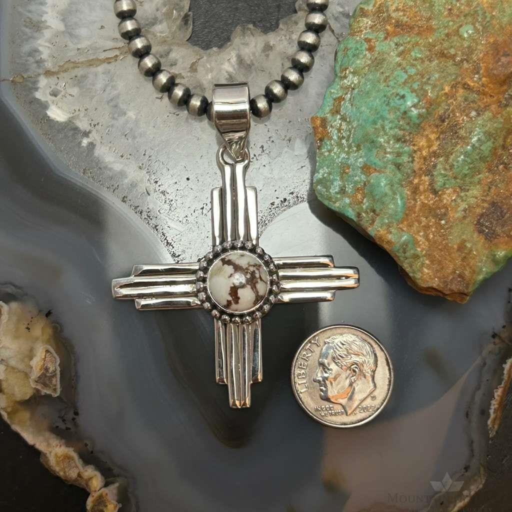 Sterling Silver Southwestern Style Rounded Wild Horse Unisex Zia Pendant #1