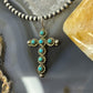 Vintage Signed Sterling Silver Petite Point Turquoise Unisex Cross Pendant