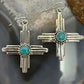 Sterling Silver Southwestern Style Round Mohave Turquoise Zia Dangle Earrings For Women