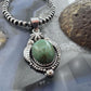 Sterling Silver Southwestern Style Oval Turquoise Leaves Decorated Pendant For Women