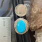 Native American Sterling Silver Oval Turquoise Shield Ring Size 10.5 For Men