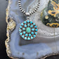 Sterling Silver Southwestern Style Rounded Turquoise Round Cluster Pendant For Women