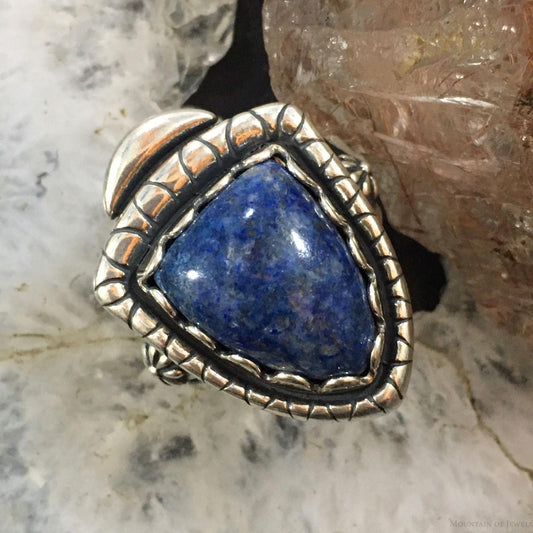 Carolyn Pollack Southwestern Style Sterling Shield Denim Lapis Ring For Women