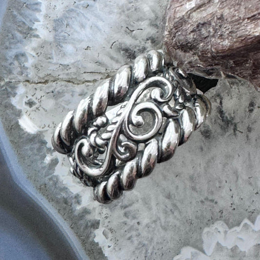 Carolyn Pollack Sterling Silver Swirls & Ropes Decorated Ring Size 7.75 For Women