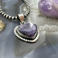 Sterling Silver Southwestern Style Charoite Heart Shape Pendant For Women