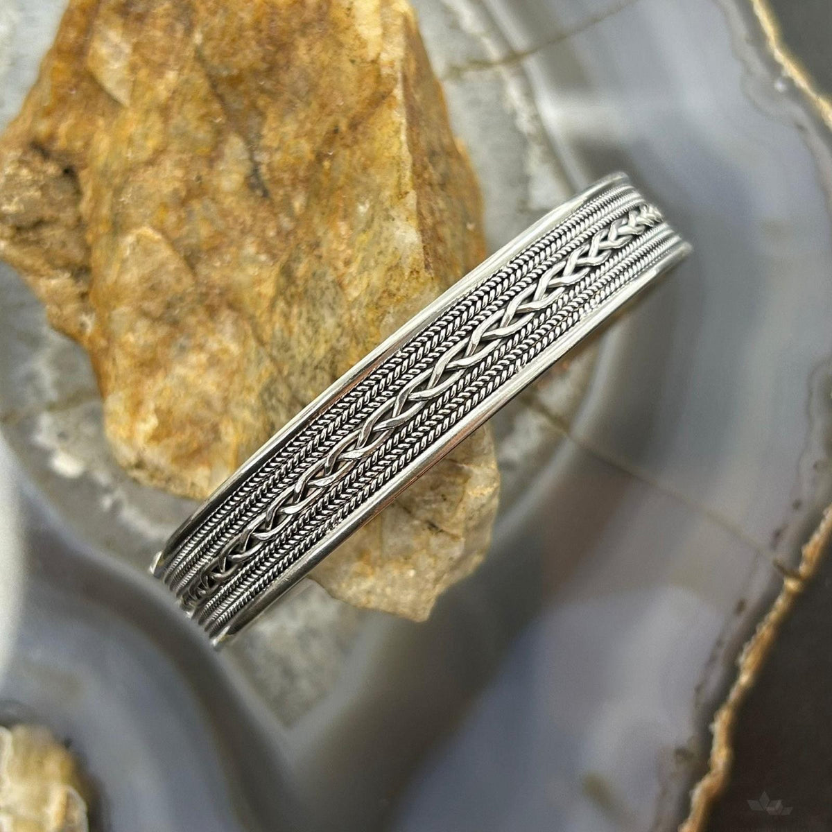 Sterling Silver Braided Flexible & Adjutable Decorated Fashion Bracelet For Women