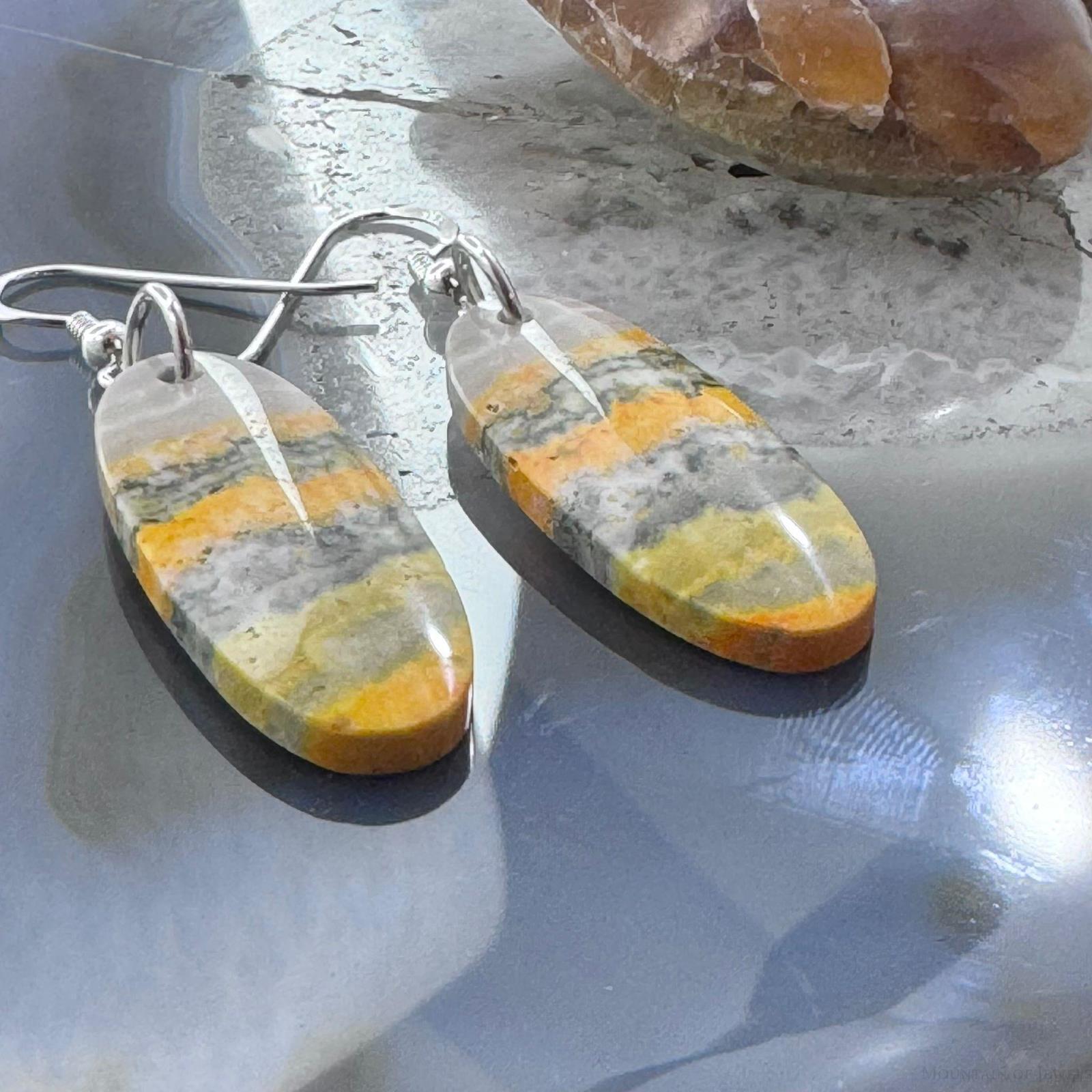 Sterling Silver buy oval bumblebee jasper slab dangle earrings for women