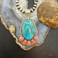 Sterling Silver Southwestern Style Oval Turquoise & Spiny Oyster Decorated Pendant