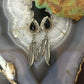Albert Payton Native American Sterling Silver Teardrop Onyx W/Feathers Dangle Earrings For Women