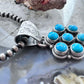 Native American Sterling Silver Turquoise Decorated Cluster Pendant For Women