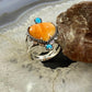 Carolyn Pollack Sterling Silver Orange Spiny Oyster Heart & Turquoise Decorated Ring For Women, Variety of Sizes