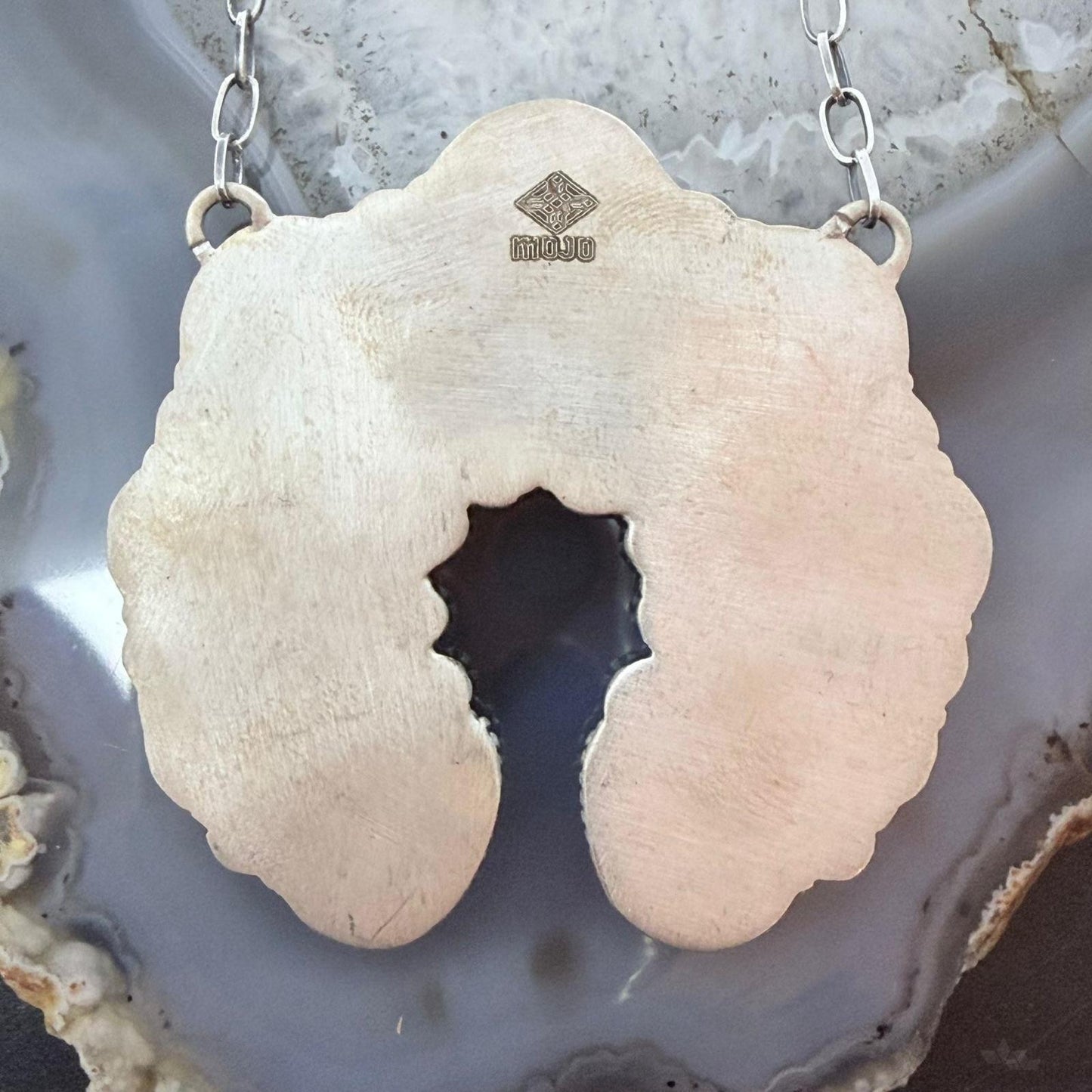 Sterling Silver Southwestern Style Teardrop Graduated Turquoise Naja Necklace For Women