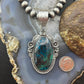 Sterling Silver Southwestern Style Oval Chrysocolla Decorated Pendant For Women