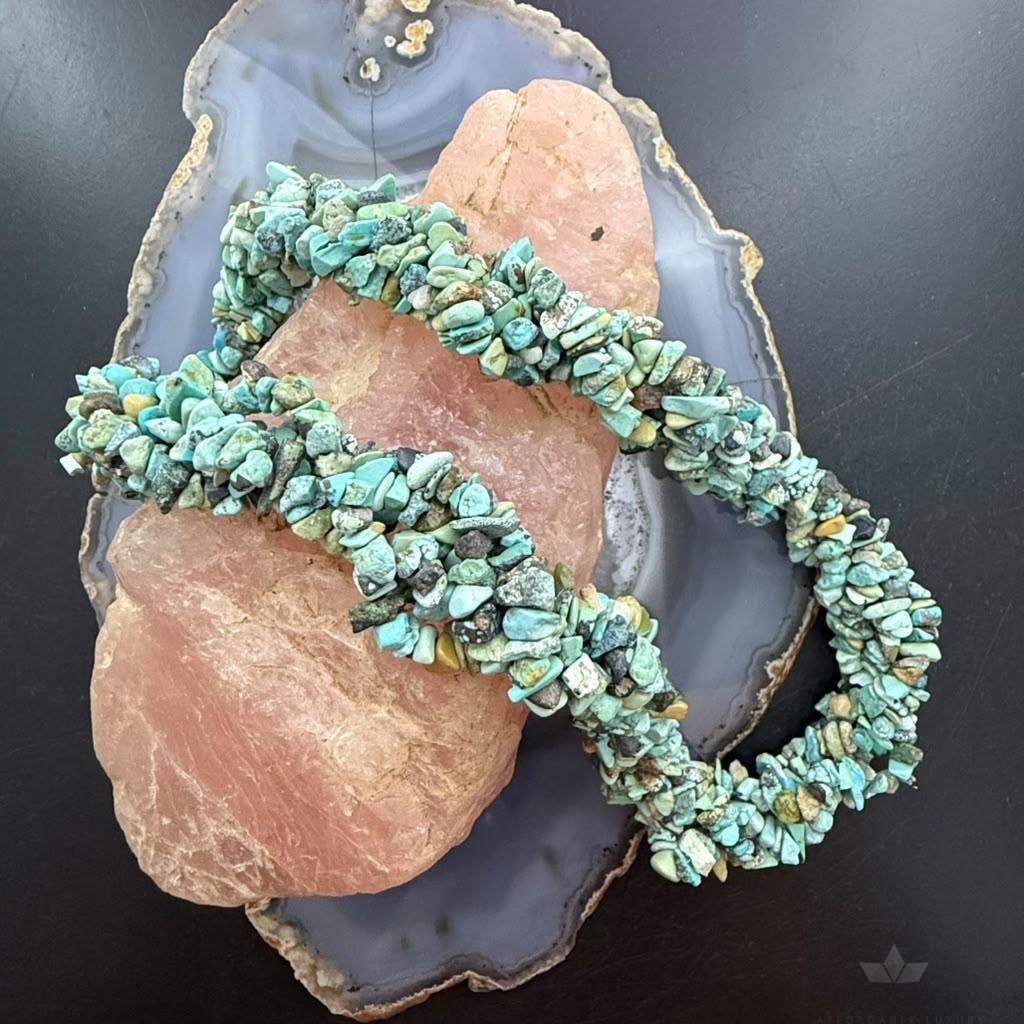 Desert Rose Trading Sterling Silver 5 Interwoven Strand Rough Turquoise Necklace For Women