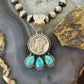 Genuine 1943 90% Silver Mercury Dime Coin w/Teardrop Turquoise Pendant #1
