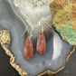 Sterling Silver Teardrop Plum Moss Agate Slab Dangle Earrings For Women #535