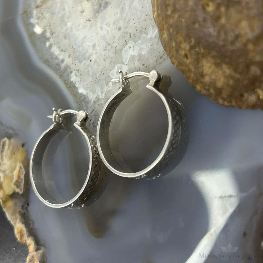 Sterling Silver Fashion Diamond Cut Hoop Earrings For Women
