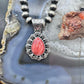 Native American Sterling Silver Teardrop Orange Spiny Oyster Pendant For Women