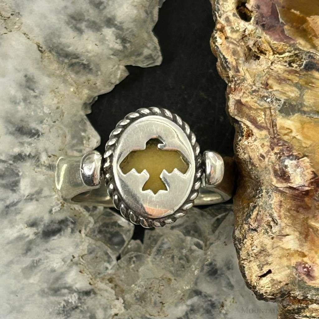 Carolyn Pollack Sterling Silver Oval Yellow Jasper Size 8 Reversible Ring For Women