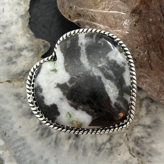 Sterling Silver Southwestern Style White Buffalo Heart Shape Ring Size 9 For Women