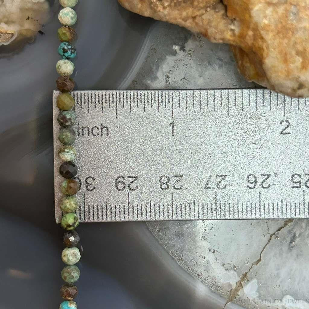 Sterling Silver 4mm Faceted Hubei Turquoise Beads 18" Necklace For Women