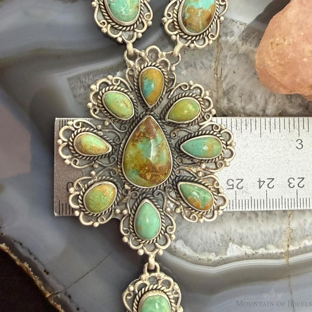 Sterling Silver Southwestern Style Royston Turquoise Lariat 29" Necklace For Women
