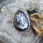 Sterling Silver Southwestern Style Large Teardrop Dendrite Agate Ring Size 10 For Women
