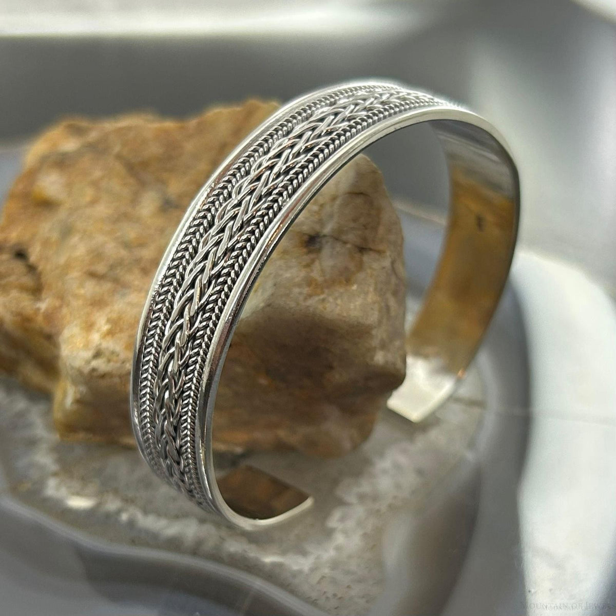 Sterling Silver Flexible & Adjutable Decorated Braided Fashion Bracelet For Women