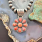 Native American Sterling Silver Orange Spiny Oyster Cluster Pendant For Women