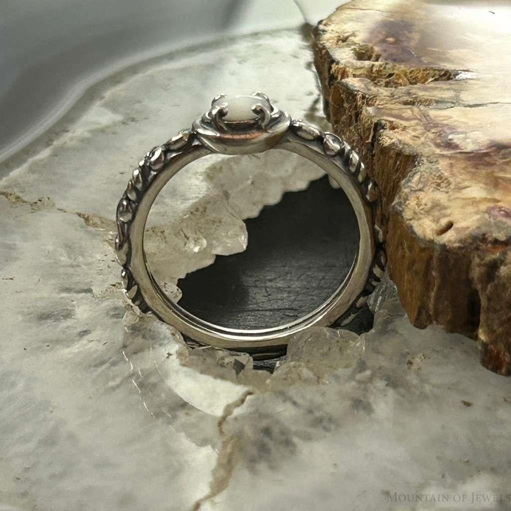 Carolyn Pollack Sterling Silver Oval MOP Slim Decorated Ring For Women