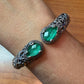 Carolyn Pollack Sterling Silver Malachite Doublet Decorated Hinged Bracelet For Women