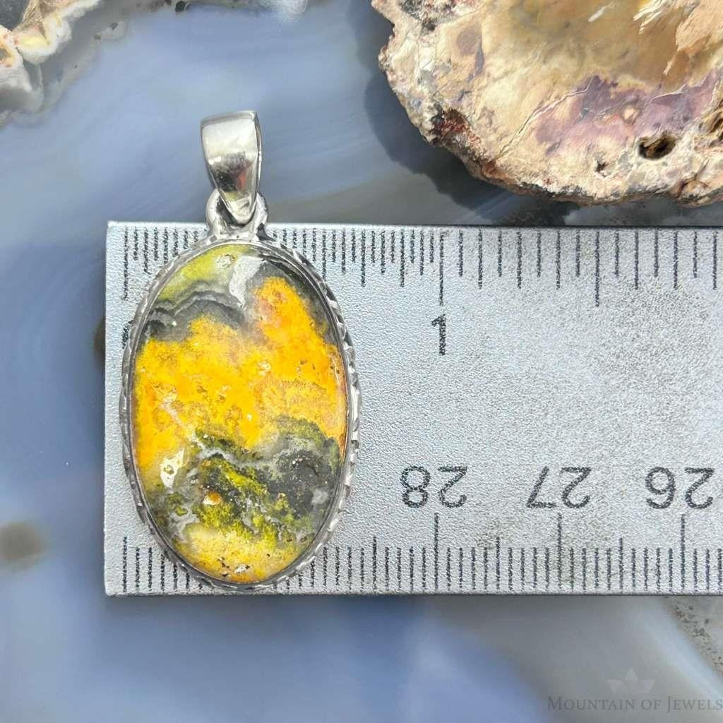 Sterling Silver Southwestern Style Oval Yellow Jasper Pendant For Women #4