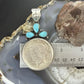 Genuine 1922 90% Peace Silver Dollar Coin Teardrop Turquoise Decorated Pendant