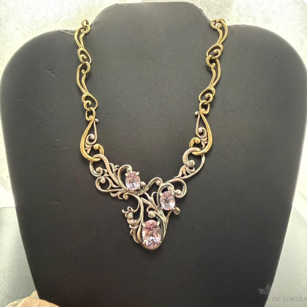 Carolyn Pollack Sterling Silver & Brass Faceted Amethyst 19.5" Swirl Decorated Necklace For Women