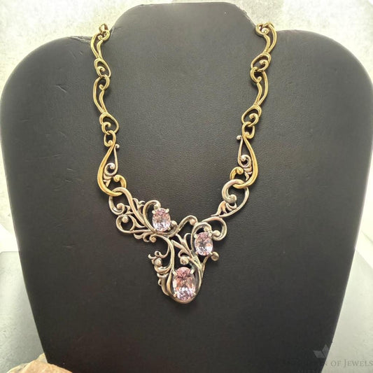 Carolyn Pollack Sterling Silver & Brass Faceted Amethyst 19.5" Swirl Decorated Necklace For Women