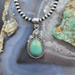 Sterling Silver Southwestern Style Oval Green Turquoise Decorated Pendant For Women