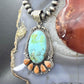 Sterling Silver Southwestern Style Oval Turquoise & Spiny Oyster Pendant For Women