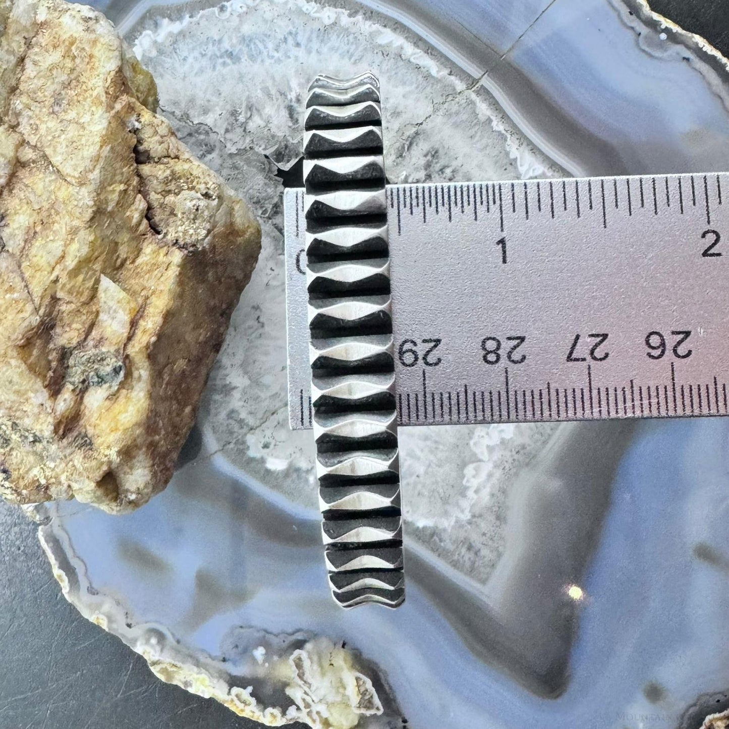 Leander Tahe Native American Sterling Silver 3D Geometric Unisex Cuff Bracelet