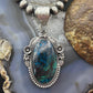 Sterling Silver Southwestern Style Oval Chrysocolla Decorated Pendant For Women