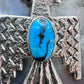 Gary Custer Navajo Sterling Silver Tufa Cast Blue Turquoise Eagle Unisex Pendant