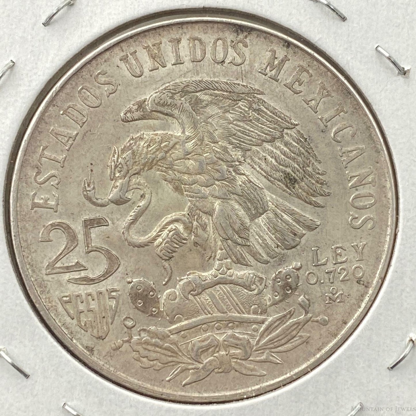 1968 Mexico XIX Olympic Games Aztec Ball Player 25 Pesos Silver Coin #7920-3E