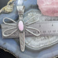 Delbert Secatero Sterling Silver Oval Pink Conch Dragonfly Pendant For Women