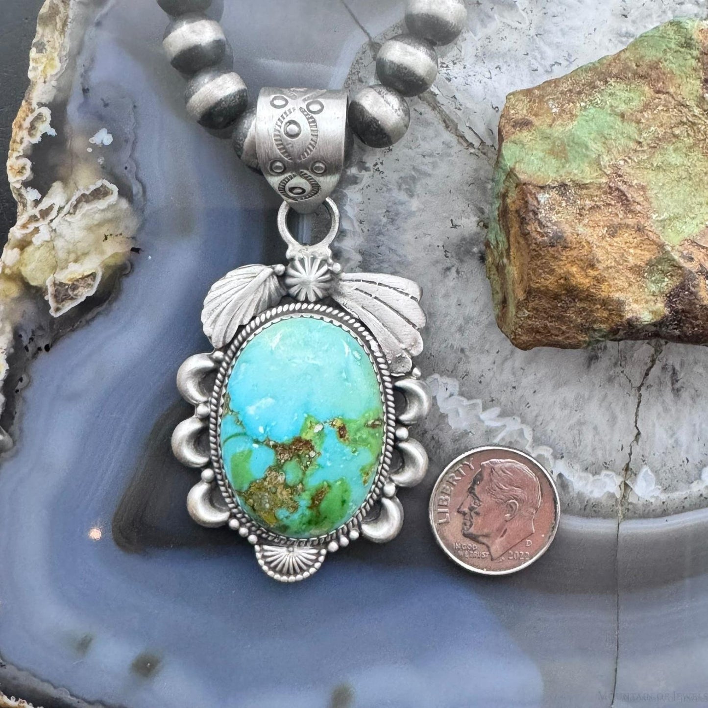 Sterling Silver Southwestern Style Chubby High Grade Sonora Gold Turquoise Pendant For Women
