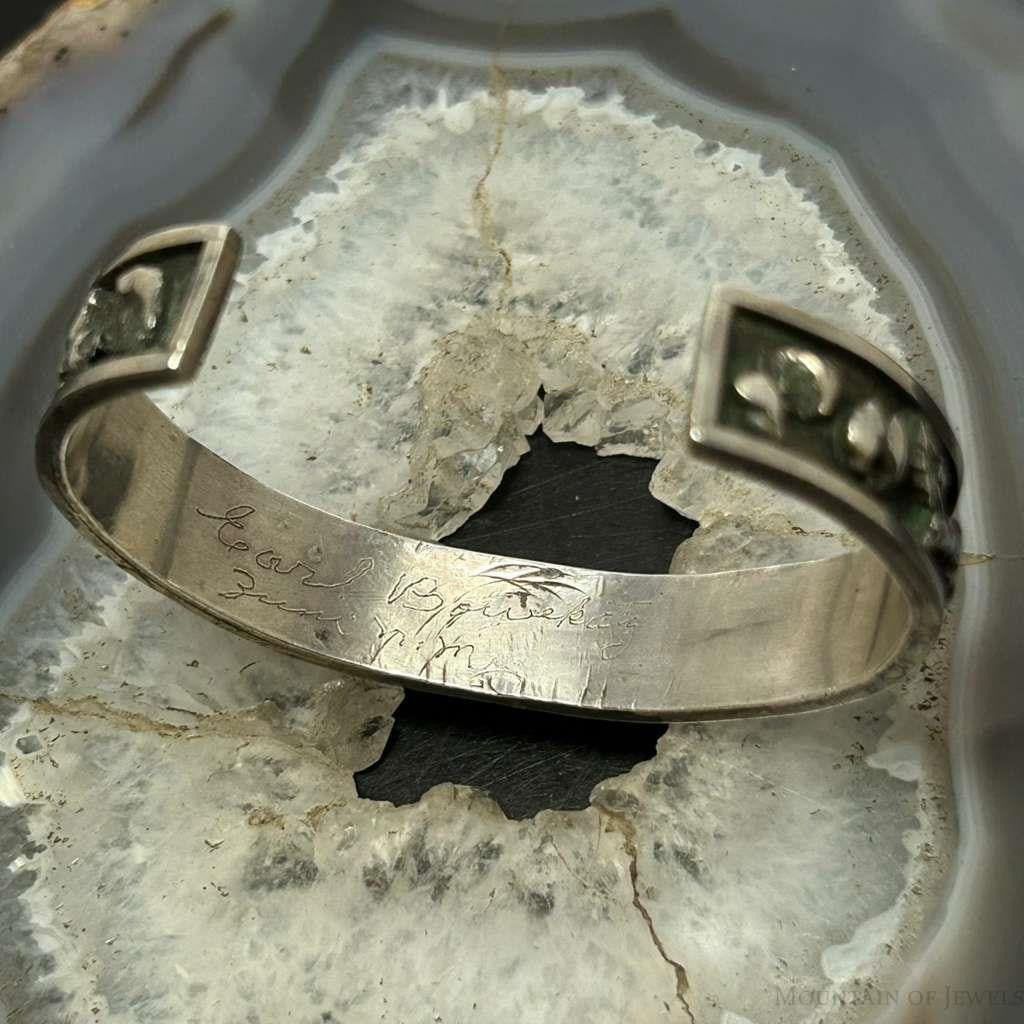 Vintage Earl Bowekaty Zuni Native American Silver Inlay Bracelet For Women