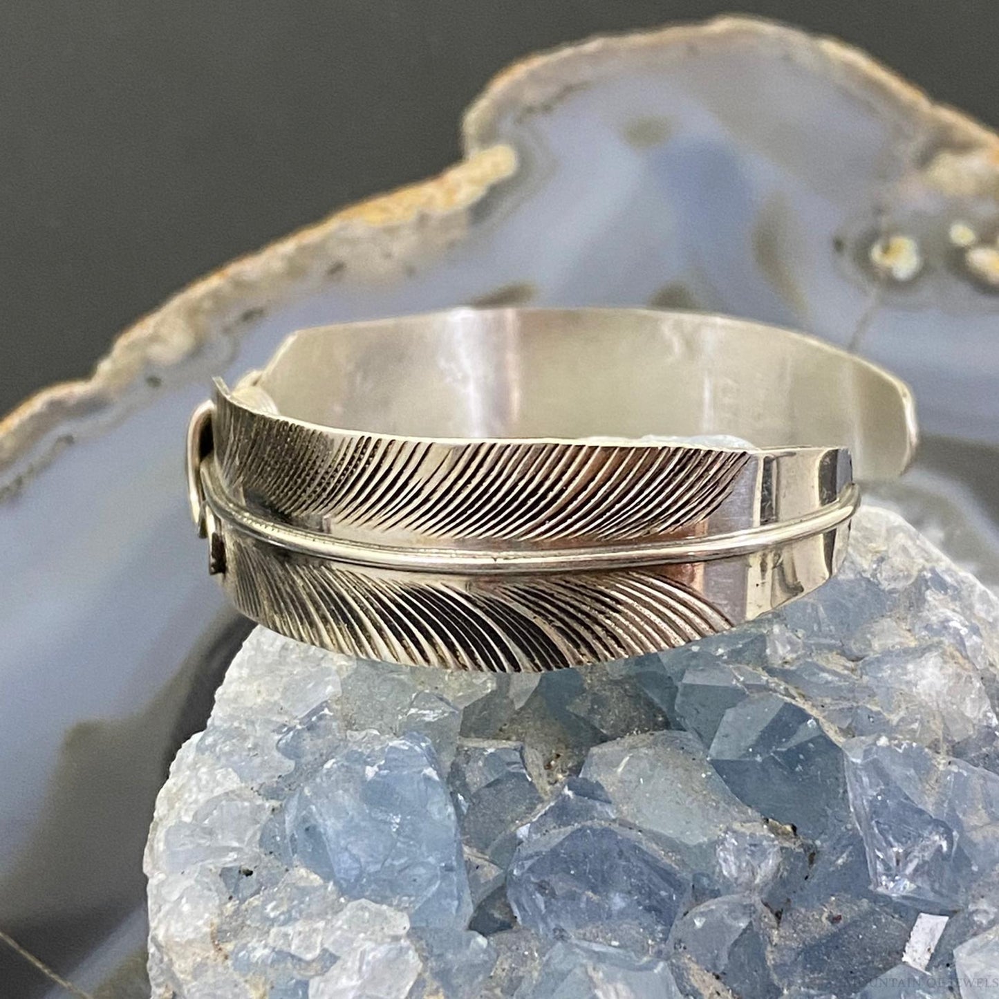 B.Begay Native American Sterling Silver Feather Bracelet Cuff For Women