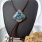 Sterling Silver Southwestern Style Large Triangle Malachite Azurite Bolo Tie For Men
