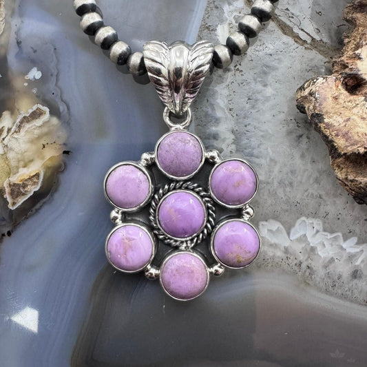 Native American Sterling Silver Phosphosiderite Decorated Cluster Pendant For Women