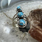 Native American Sterling Silver 3 Oval Matrixed Turquoise Ring Size 6.75 For Women